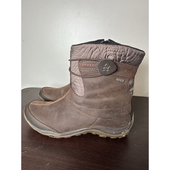 Merrell Dewbrook Brown Waterproof Insulated Boots Women Size 8 Active Heat - Picture 3 of 11